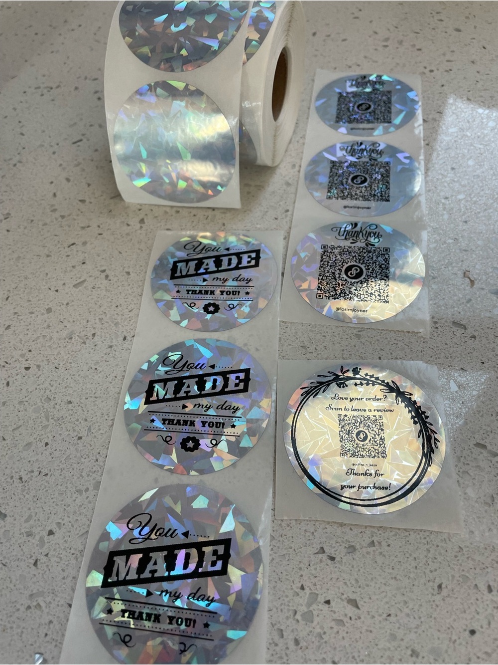 50 Custom 2” circle labels with your QR code or Thank You!